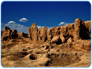 Die Ruinenstadt Jiaohe bei Turfan 