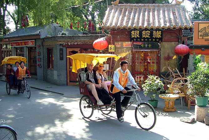 China, Beijing, Hutong, Rikscha