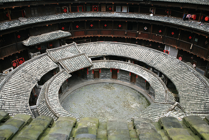 China, Fujian, Yongding Tulou, Rundhaus, Stampflehm